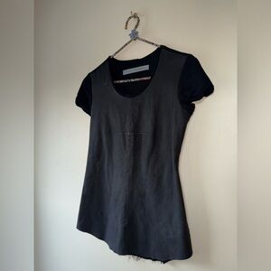 Raquel Allegra Leather Combo Blouse - Size 1 (US Size 0/2)